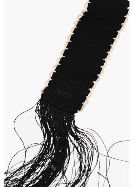 Esarfe Elisabetta Franchi Embroidered Fringed Foulard Black Femei (BM 18890881) 3