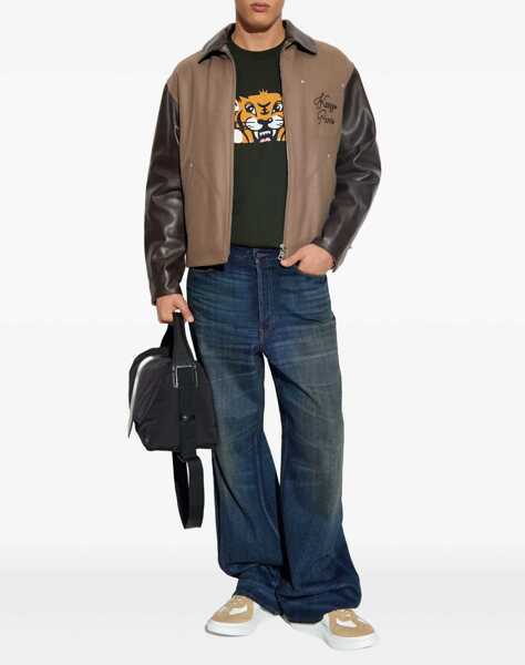 Jachete Kenzo Wool and leather college Jacket TAUPE Barbati (BM 18891058) 2