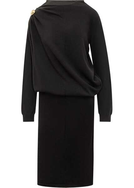 Rochii casual Fabiana Filippi Midi Dress With Gold Detail BLACK Femei (BM 18891247) 2