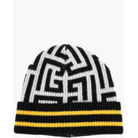 Caciuli Wool And Cashmere Beanie With All-Over Monogram Barbati