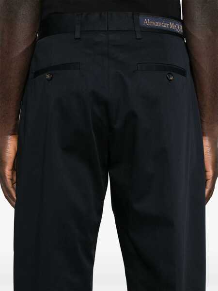 Pantaloni casual Alexander McQueen Cotton Twill Chino Pants With Logoed Detail Blue Barbati (BM 18891475) 5