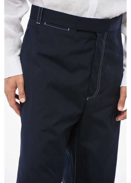 Pantaloni casual Thom Browne Straight Leg Cotton Blend Pants Blue Barbati (BM 18891499) 2