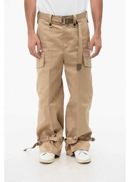 Pantaloni casual Sacai Solid Color Cargo Pants With Belt Beige Barbati (BM 18891514) 1