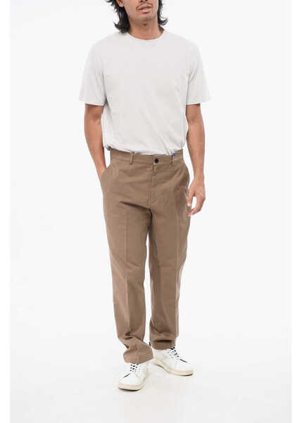 Pantaloni casual Burberry Straight Leg Chino Pants With Equestrian Knight Embroidery Beige Barbati (BM 18891808) 4