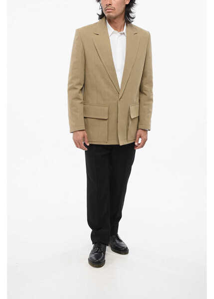 Sacouri Valentino Garavani Center Vent Notch Lapel 2-Button Blazer Beige Barbati (BM 18891814) 4