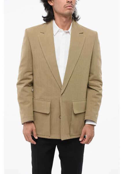 Sacouri Valentino Garavani Center Vent Notch Lapel 2-Button Blazer Beige Barbati (BM 18891814) 1