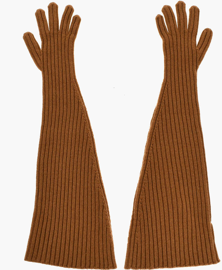 Manusi THE ROW Ribbed Cashmere Fergie Gloves Brown Femei (BM 18891820) 3