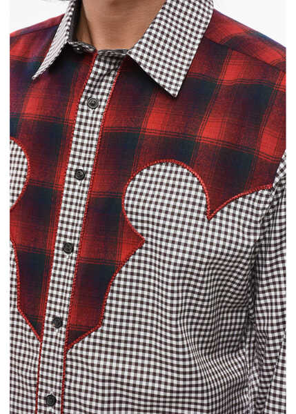 Camasi casual Maison Margiela Mm0 Checked Cotton Shirt With Classic Collar Black & White Barbati (BM 18891823) 3