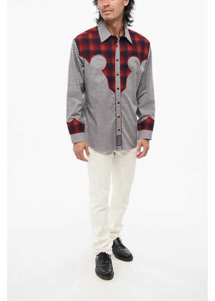 Camasi casual Maison Margiela Mm0 Checked Cotton Shirt With Classic Collar Black & White Barbati (BM 18891823) 4