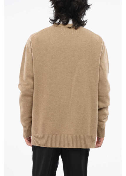 Cardigane Maison Margiela Mm10 V-Neck Wool Cardigan Brown Barbati (BM 18891832) 2