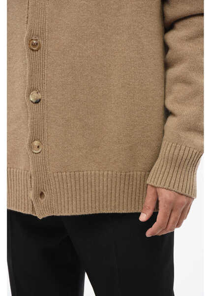 Cardigane Maison Margiela Mm10 V-Neck Wool Cardigan Brown Barbati (BM 18891832) 3