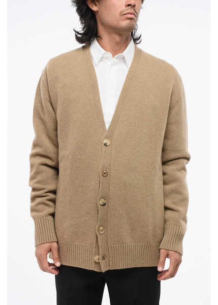 Cardigane Maison Margiela Mm10 V-Neck Wool Cardigan Brown Barbati (BM 18891832) 1