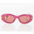 Bottega Veneta Oval-Shaped Solid Color Sunglasses With Golden Effect Detail Pink