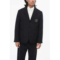 Sacouri Wool Blend 3-Button Blazer With Embroidered Logo Barbati