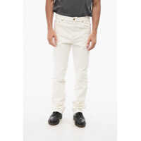 Blugi drepti Solid Color Jeans With Golden Buttons And Frayed Hem 19Cm Barbati
