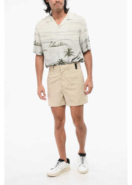 Pantaloni scurti Fendi Virgin Wool Jojoba Shorts With 4 Pockets Beige Barbati (BM 18891865) 4