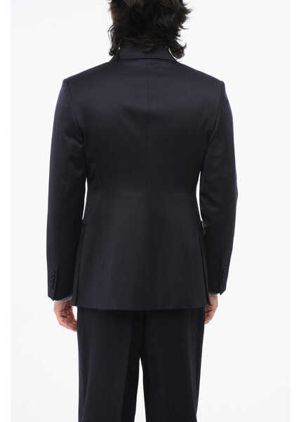 Sacouri Dior Virgin Wool Peak Lapel Double-Breasted Blazer Blue Barbati (BM 18891871) 2