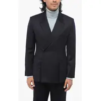 Sacouri Virgin Wool Peak Lapel Double-Breasted Blazer Barbati