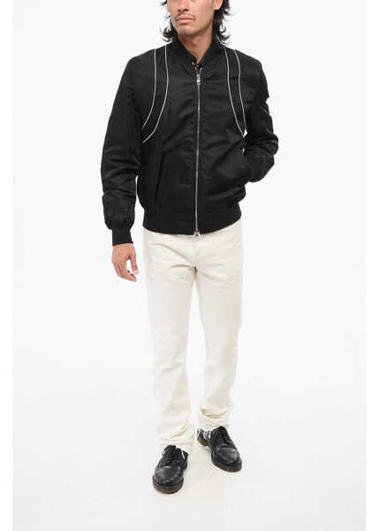 Bomber jacket Alexander McQueen Solid Color Nylon Bomber Jacket With Contrasting Details Black Barbati (BM 18891883) 4