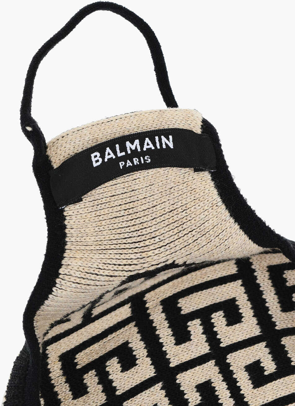 Accesorii de voiaj Balmain Knitted Cotton Face Mask With All-Over Monogram Beige Femei (BM 18891886) 2