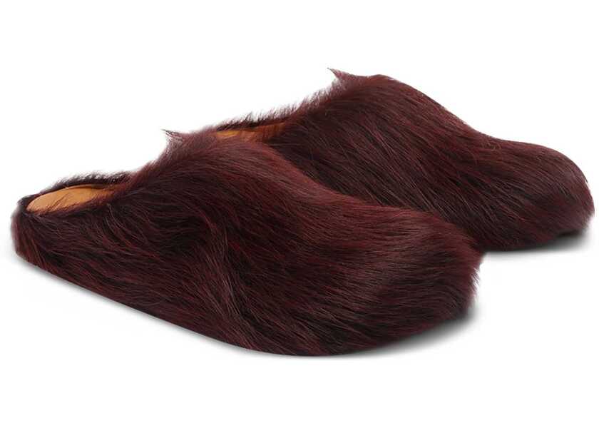 Sandale Marni Long-haired calfskin Fussbett Mules WILD CHERRY Femei (BM 18891985) 2
