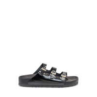 Sandale Birkenstock Birkenstock Arizona Sandalwood In Black Patent Leather With Three Buckles Femei