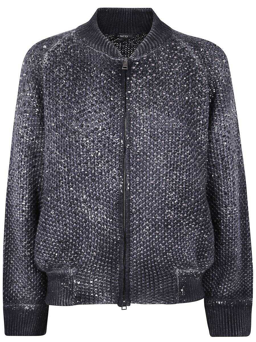 Geci AVANT TOI Avant Toi Moss Stitch Bomber With Shadows, Lamination And Rhinestones Clothing Black Femei (BM 18892866) 1