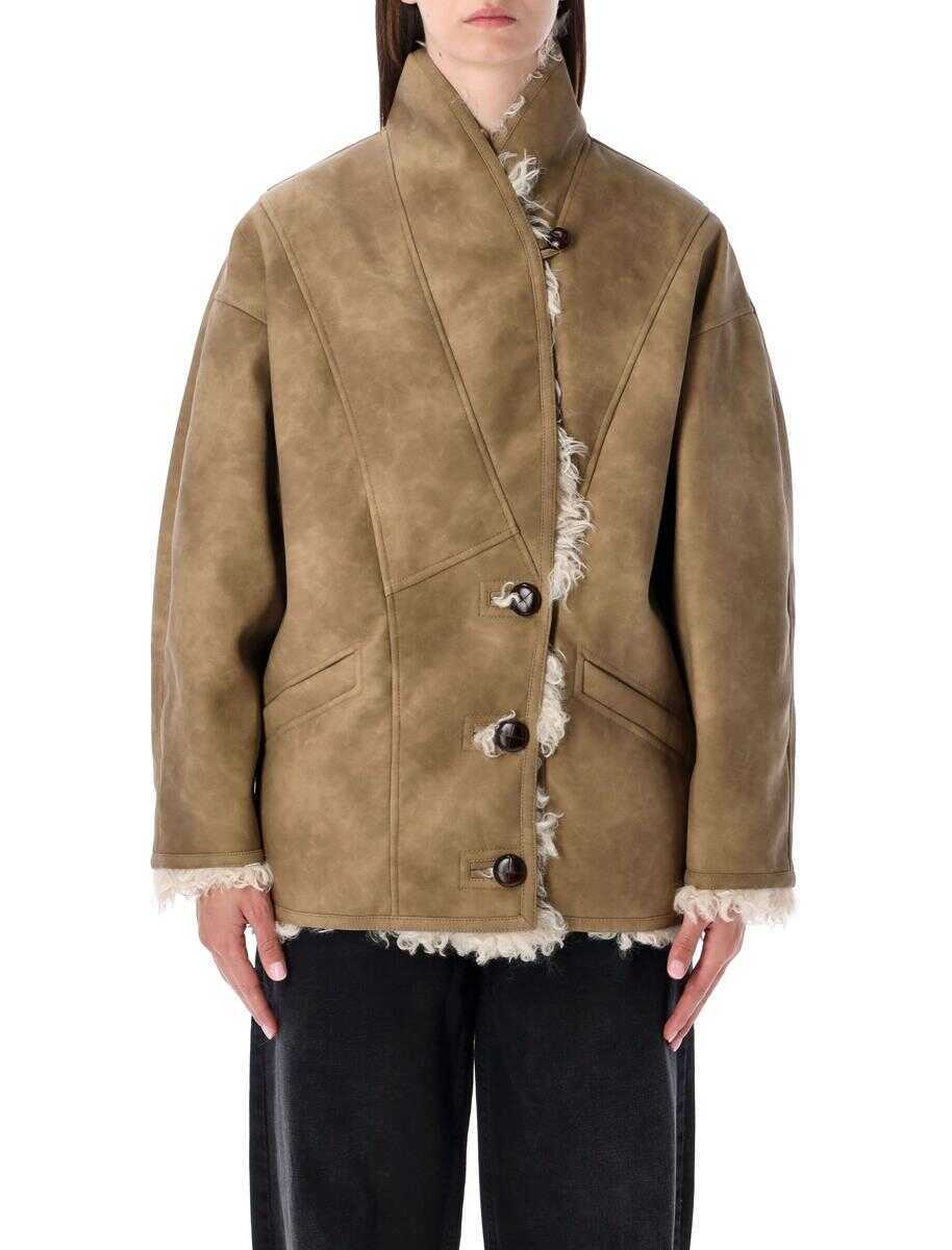 Paltoane Isabel Marant Isabel Marant toile Shearling Coat Brown Femei (BM 18893187) 1