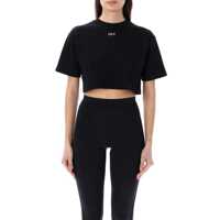 Topuri Off-White Off Stamp Rib Cropped Tee Femei