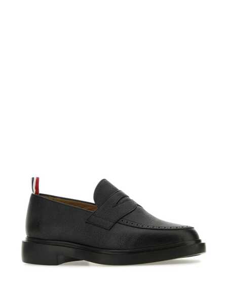 Mocasini Thom Browne Black Slip-On Loafers With Loop Detail In Leather Man Black Barbati (BM 18896976) 2