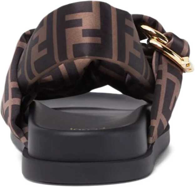 Sandale Fendi FF satin Sandals TABACCO NERO Femei (BM 18898390) 3