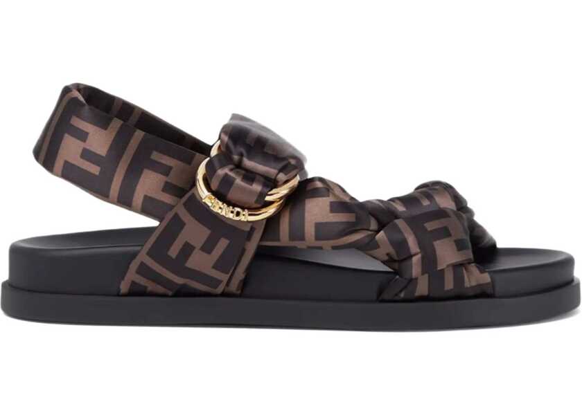 Sandale Fendi FF satin Sandals TABACCO NERO Femei (BM 18898390) 1