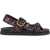 Fendi FF satin Sandals TABACCO NERO
