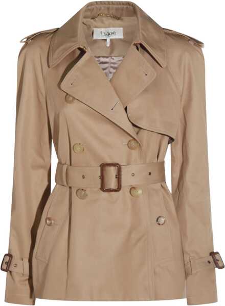 Paltoane Chloe Short cotton gabardine Trench Coat WORN BROWN Femei (BM 18898480) 1