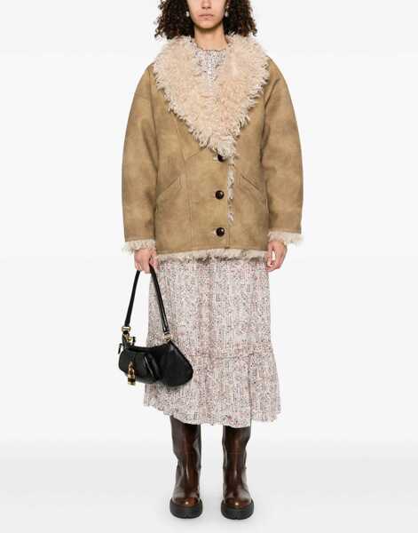 Paltoane ISABEL MARANT ETOILE Clea Shearling-effect faux fur Coat TAUPE Femei (BM 18898753) 2