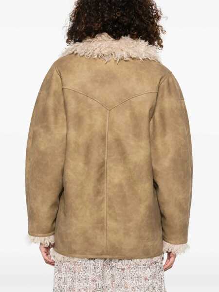 Paltoane ISABEL MARANT ETOILE Clea Shearling-effect faux fur Coat TAUPE Femei (BM 18898753) 4