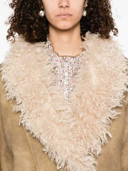 Paltoane ISABEL MARANT ETOILE Clea Shearling-effect faux fur Coat TAUPE Femei (BM 18898753) 5