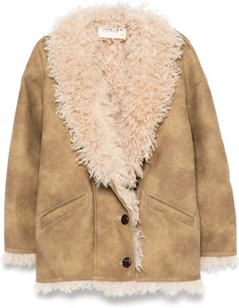 Paltoane ISABEL MARANT ETOILE Clea Shearling-effect faux fur Coat TAUPE Femei (BM 18898753) 1