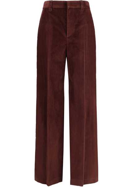 Pantaloni casual Brunello Cucinelli Velvet Pants RED WINE Femei (BM 18898786) 1