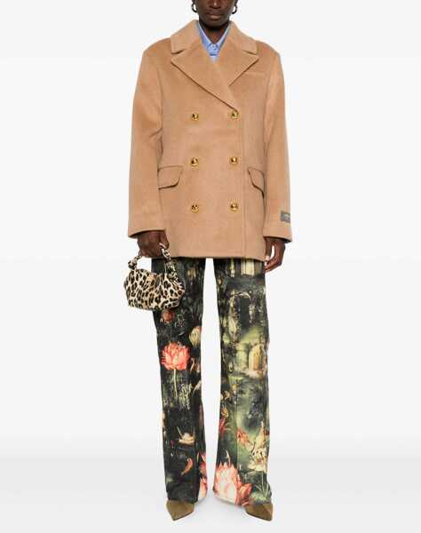 Sacouri Ganni Double-Breasted Wool Blazer BROWN Femei (BM 18898918) 2