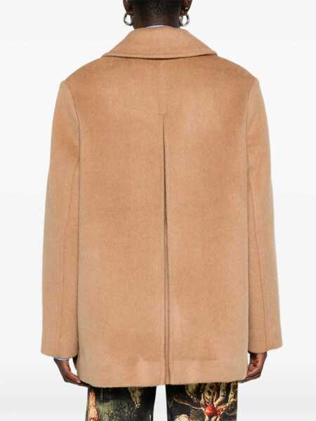 Sacouri Ganni Double-Breasted Wool Blazer BROWN Femei (BM 18898918) 4