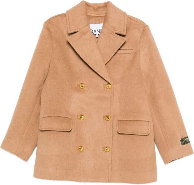 Sacouri Ganni Double-Breasted Wool Blazer BROWN Femei (BM 18898918) 1