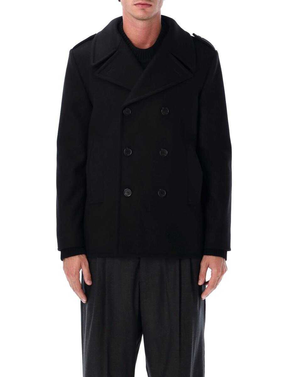 Geci Saint Laurent Saint Laurent Wool Peacoat With Epaulettes Black Barbati (BM 18900345) 1