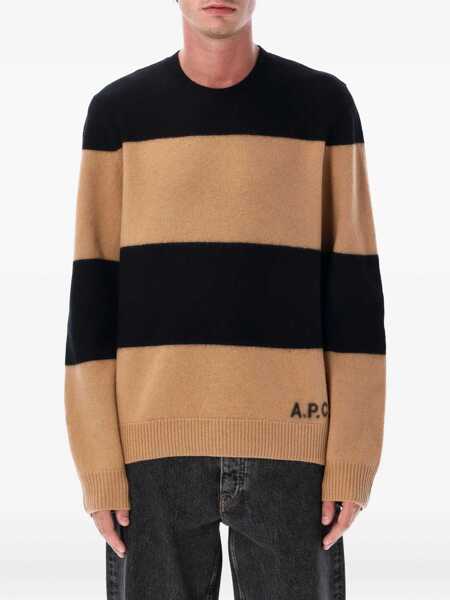 Pulovere A.P.C. A.P.C. Edwardo Striped Wool Jumper CAMEL BLACK Barbati (BM 18900567) 1