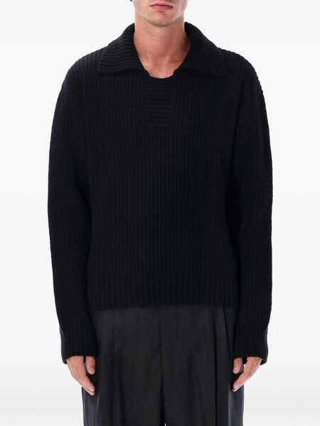Pulovere Mfpen Mfpen Wool Knit Sweater With Collar Black Black Barbati (BM 18900633) 1