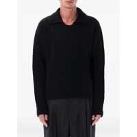 Pulovere Mfpen Wool Knit Sweater With Collar Black Barbati