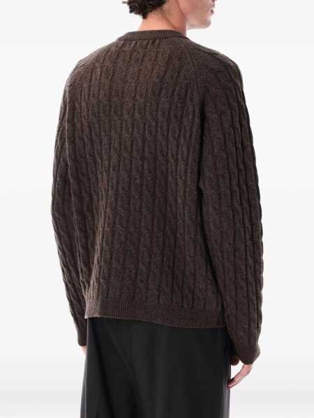 Pulovere Mfpen Mfpen Brown Wool Cable Editor Zip Sweater BROWN CABLE KNIT Barbati (BM 18900636) 2