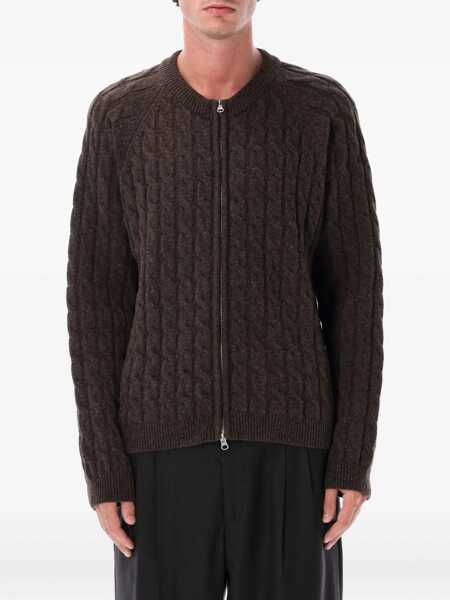 Pulovere Mfpen Mfpen Brown Wool Cable Editor Zip Sweater BROWN CABLE KNIT Barbati (BM 18900636) 1