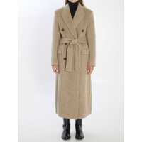 Paltoane Greige Double-Breasted Coat Femei