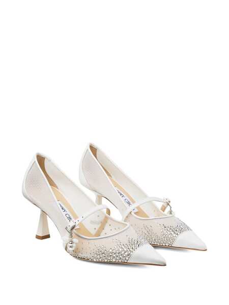 Pantofi cu toc Jimmy Choo Jimmy Choo Mesh And Leather Pumps WHITE/CRYSTAL Femei (BM 18901911) 2